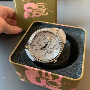 Women’s Leather and Rhinestone Fossil Watch